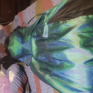 Blue/green glitter A-line ball gown. Worn once. Like brand new! Sz.20